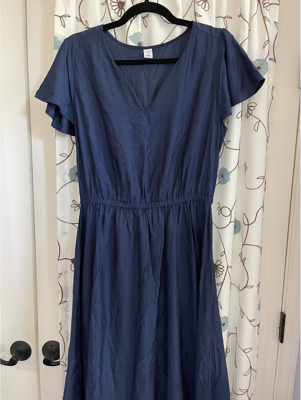 Old Navy | M | Blue V-Neck Elastic Waist Dress - Picture 3 of 8